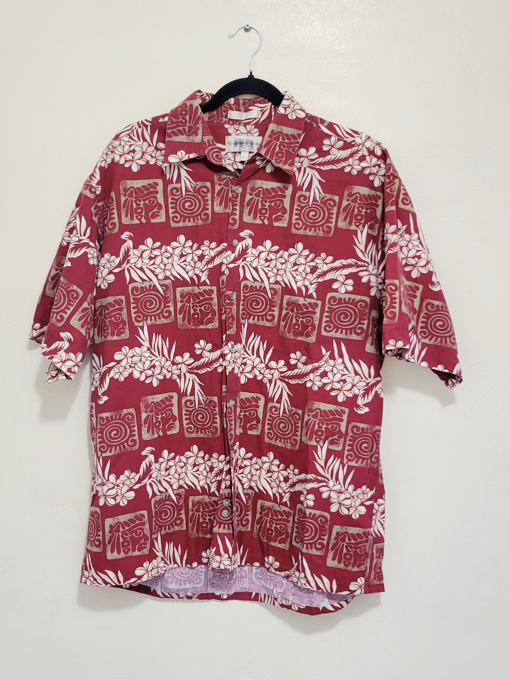 Campia Men's Red Floral Short-Sleeve Button-Up Shirt